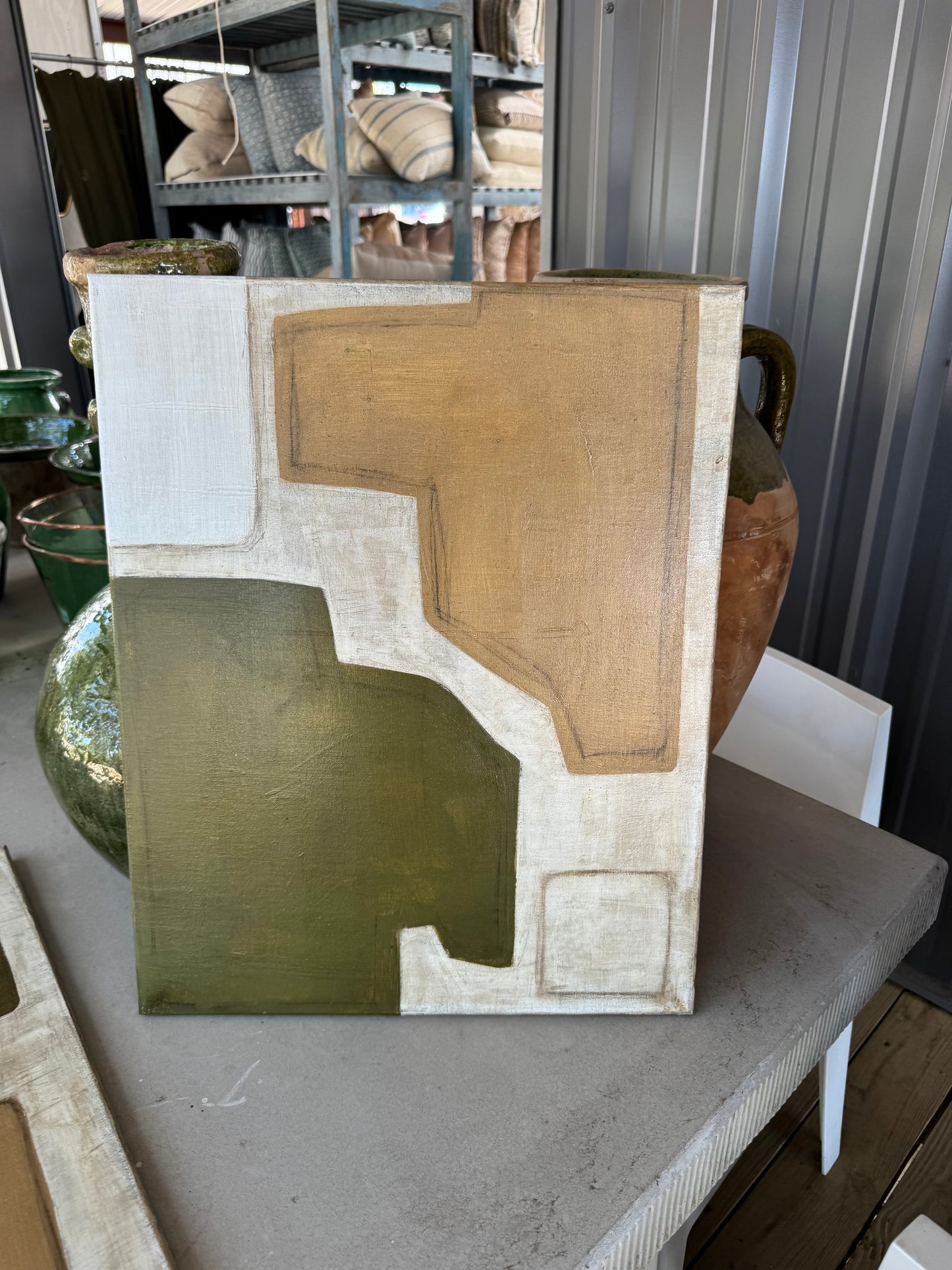 Collage of Green and Tan
