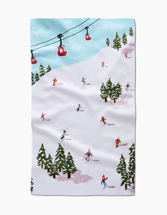 Winter Skiing Trip Kitchen Towel
