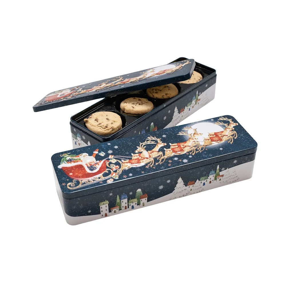 Flying Santa Cookie Tin