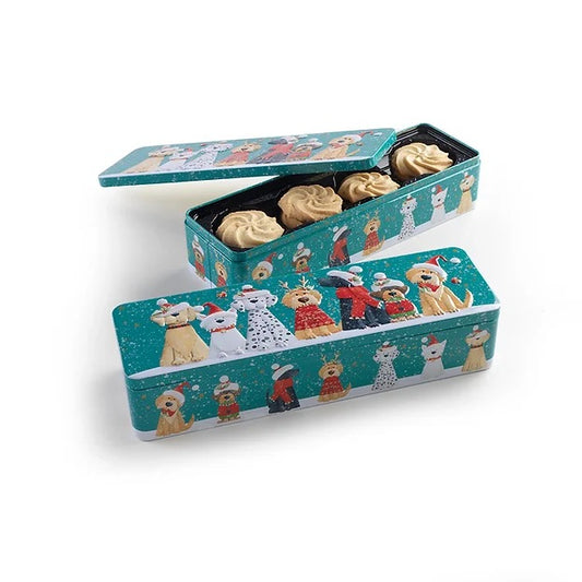 Christmas Dogs Cookie Tin