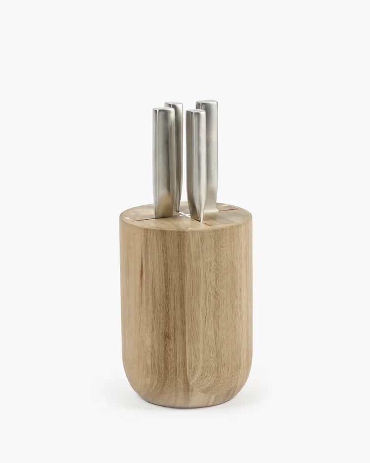 Knife Set with Wooden Block Base