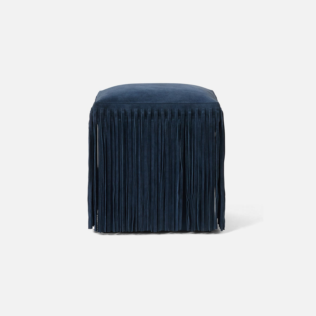 Navy Suede and Fringe Stool