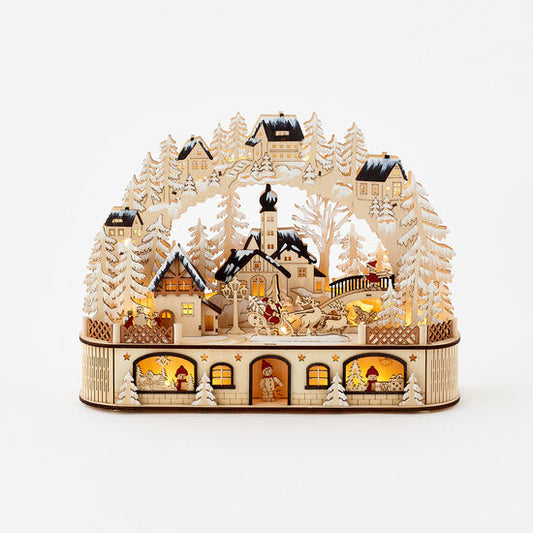 Arch Village Scene w/Lights & Timer