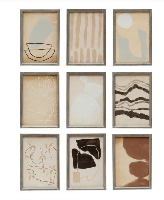Wood Framed Wall Decor with Abstract Images