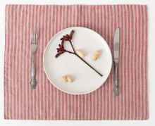 Load image into Gallery viewer, Red Natural Stripes Linen Napkins &amp; Placemat

