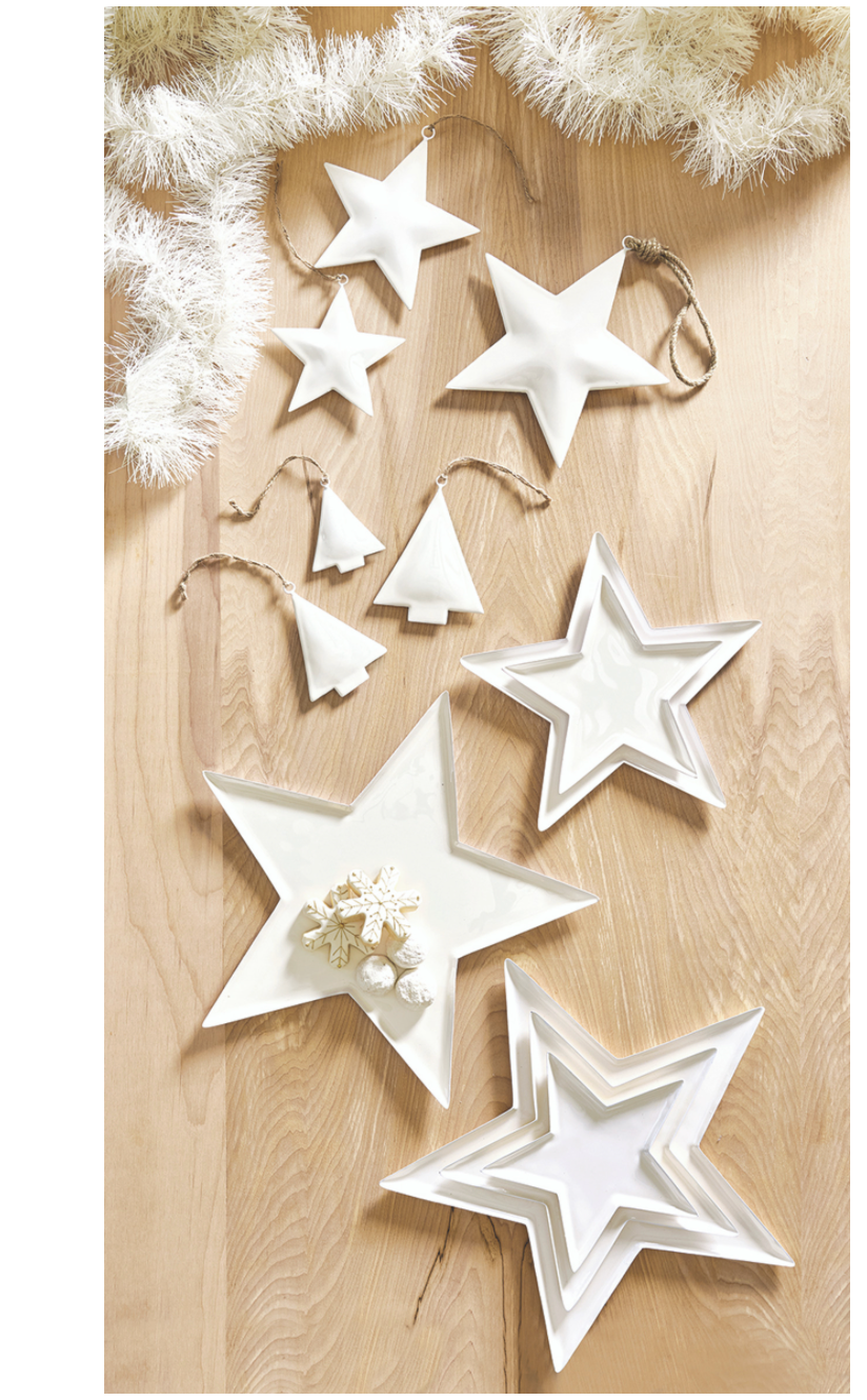 Nested White Enamel Star Trays - Set of 3