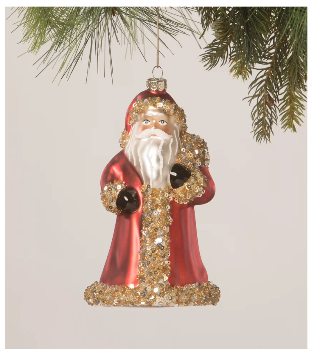 Red Beaded Santa Ornament