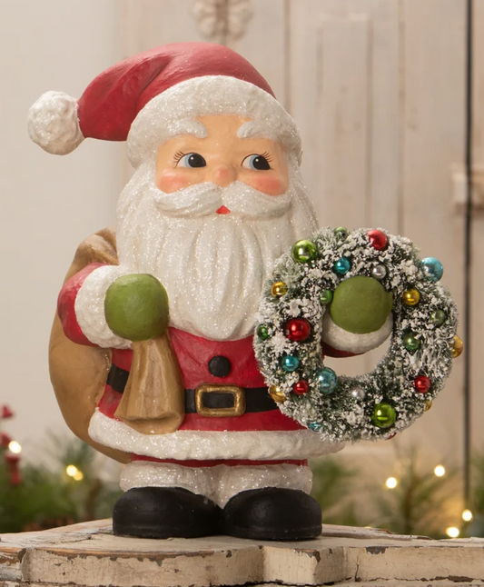 Jolly Fat Santa with Wreath