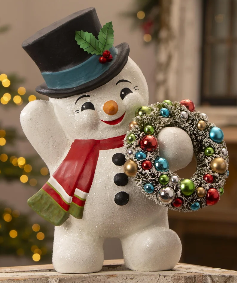 Large Snowman with Wreath