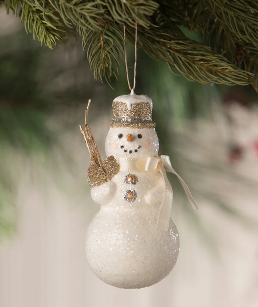 Old Gold Snowman Ornament