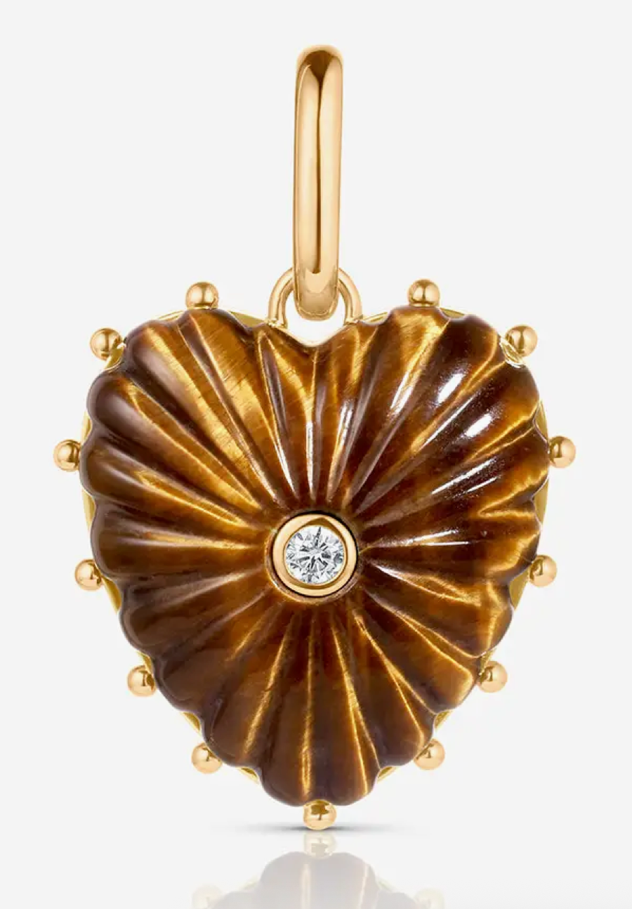 Melanie Tigers Eye Clip Heart Charm