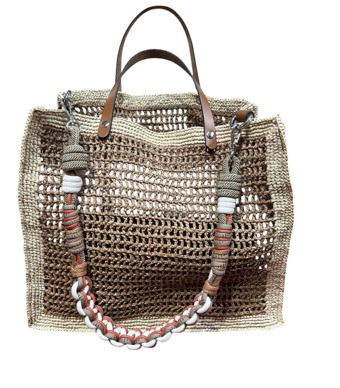 Cabas Small Tea & Natural Raffia Bag