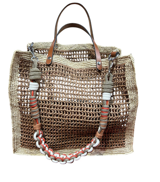 Cabas Small Tea & Natural Raffia Bag