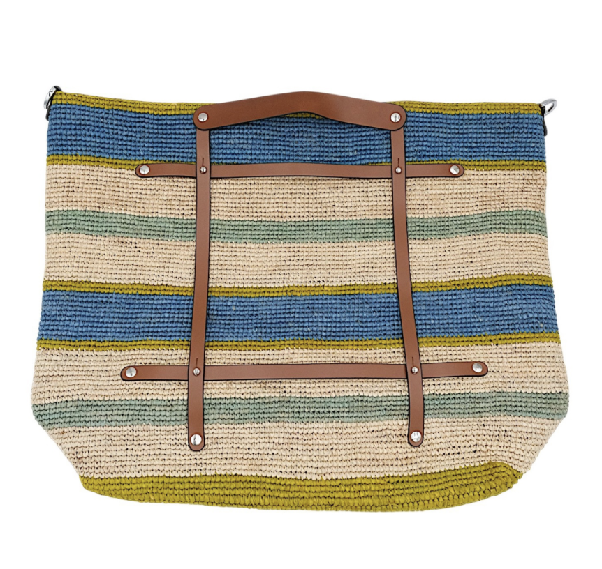 Candide Natural & Turquoise Raffia Bag
