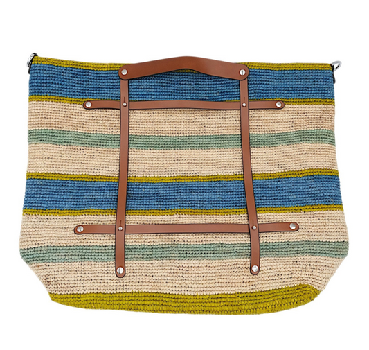 Candide Natural & Turquoise Raffia Bag