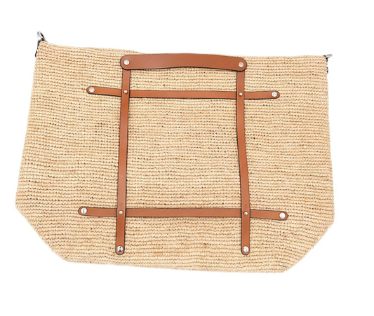 Candide Natural & Cognac Raffia Bag
