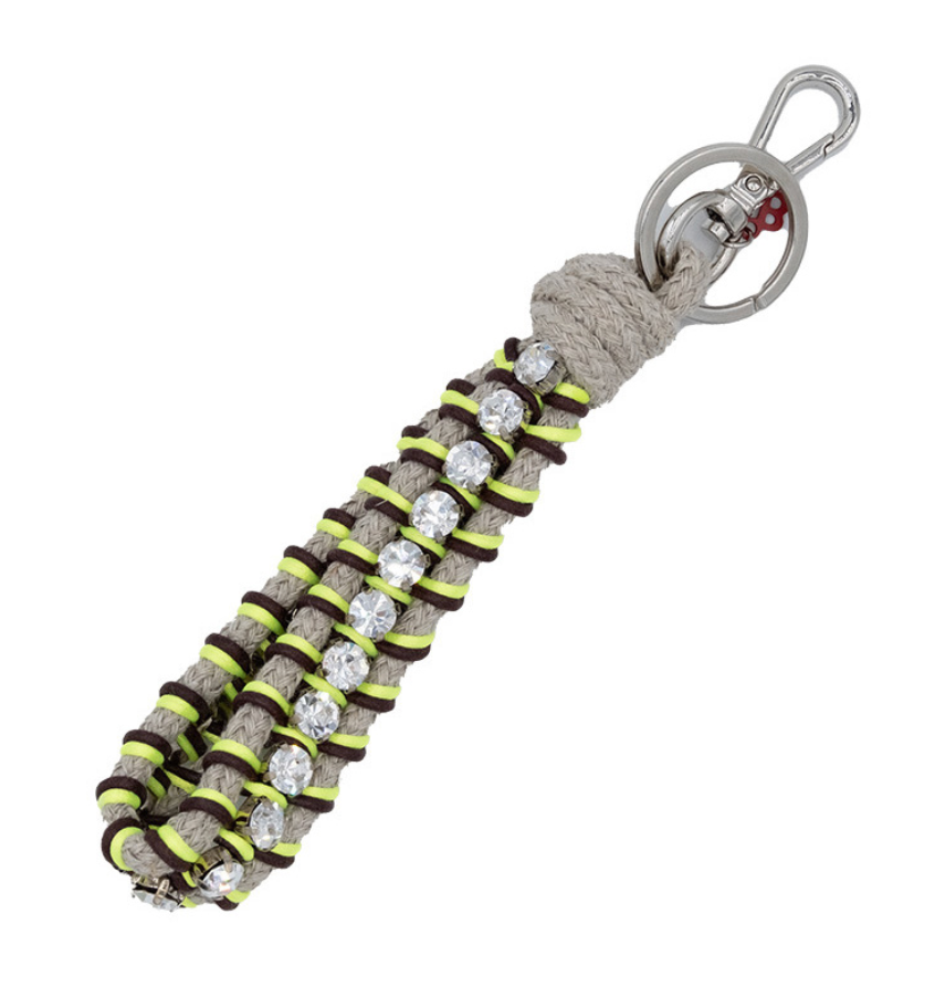 Rhinestone Key Ring Fluo Yellow & Natural