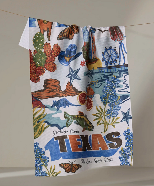 Greetings from Texas Tea Towel
