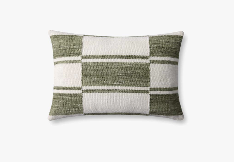 Ivory & Green Lumbar Pillow