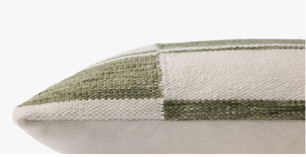 Ivory & Green Lumbar Pillow