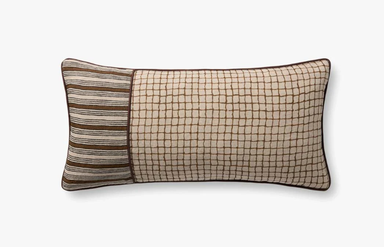 Brown Linen Lumbar Pillow