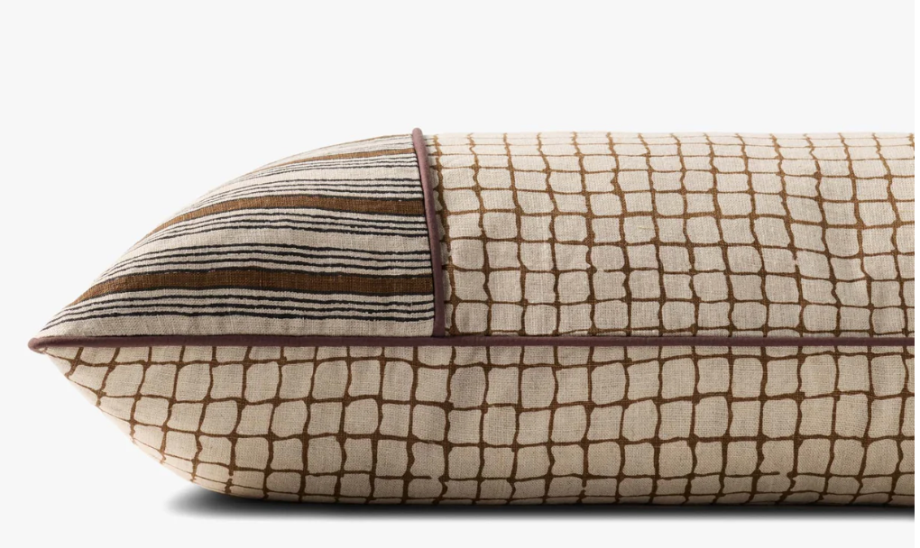 Brown Linen Lumbar Pillow