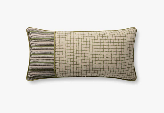 Green Linen Lumbar Pillow