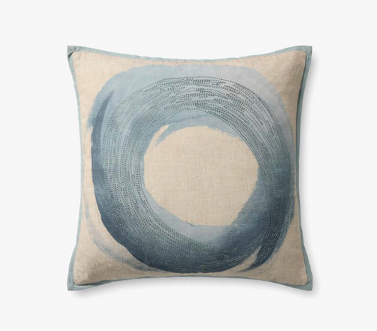 Embroidered Blue Natural Pillow