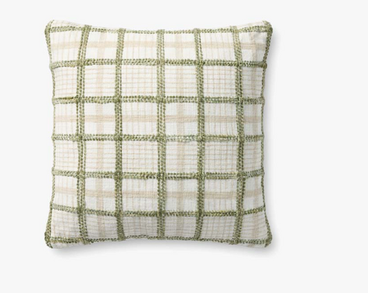 Checked Ivory Green Pillow
