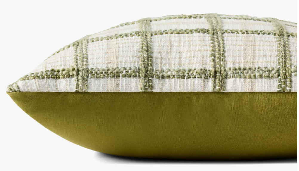 Checked Ivory Green Pillow