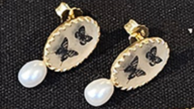 Butterfly Pearl Stud Earrings