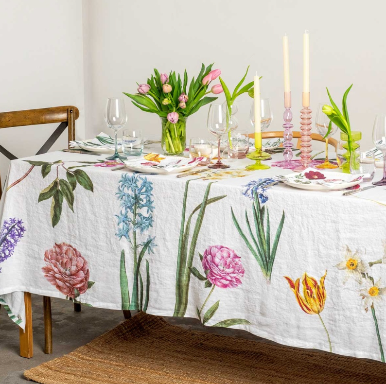 Early Flowers Linen Tablecloth