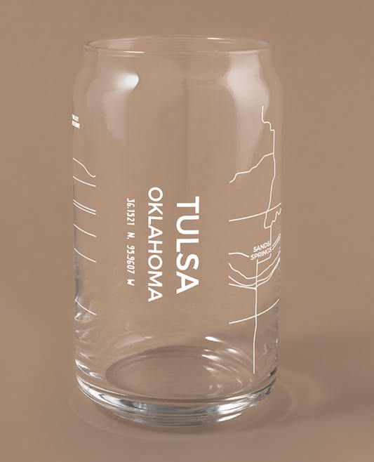 Tulsa City Map Drink Glass