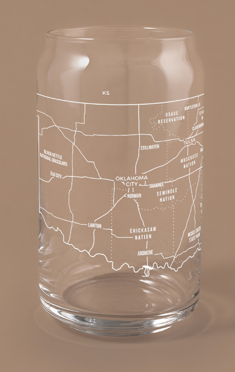 Oklahoma State Map Drink Glass