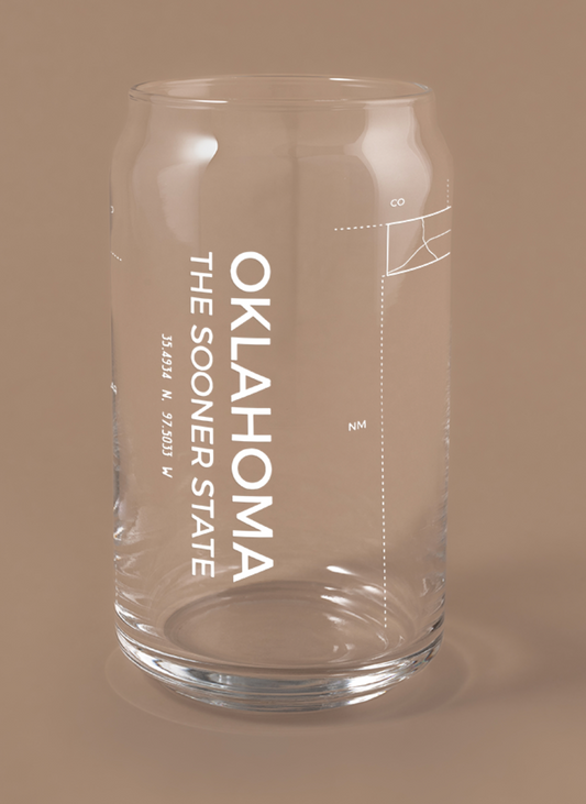 Oklahoma State Map Drink Glass