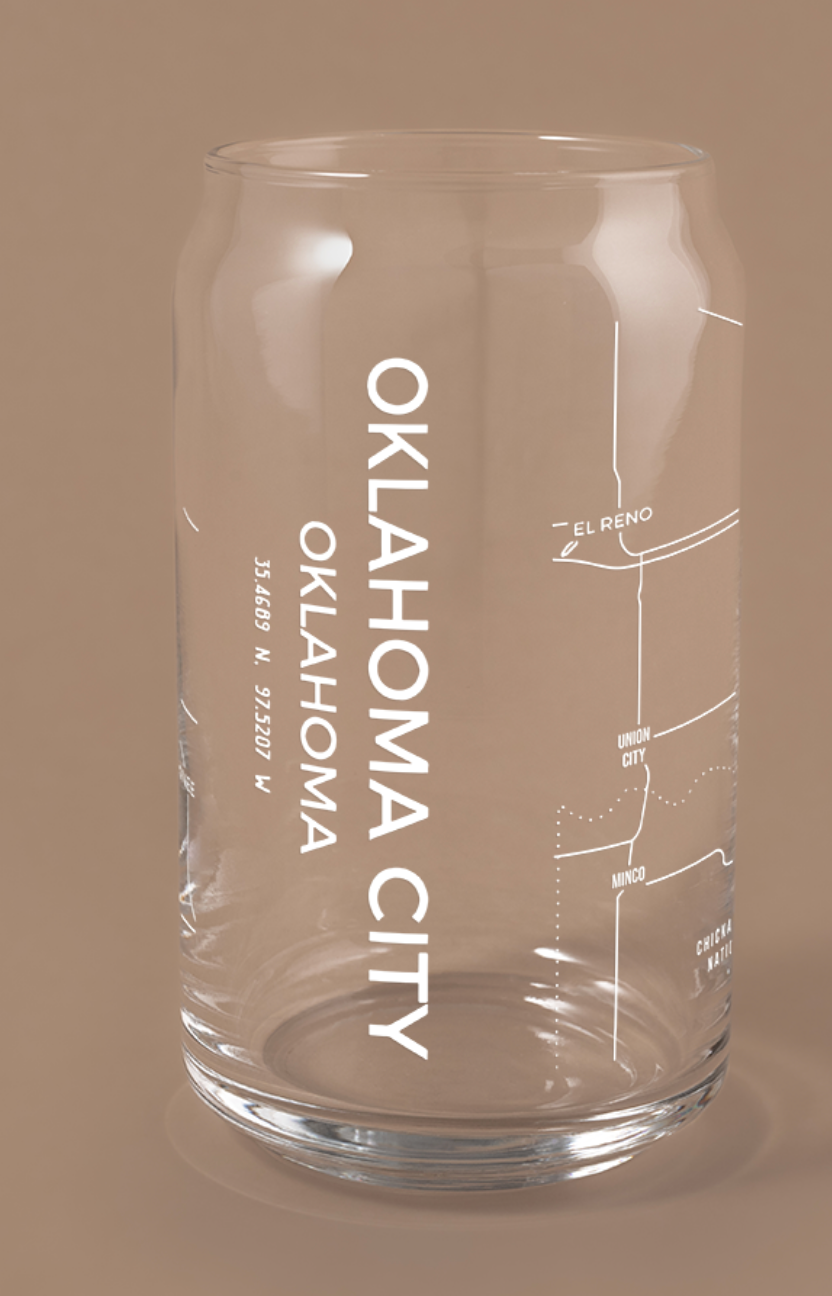Oklahoma City Map Drink Glass