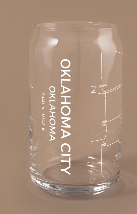 Oklahoma City Map Drink Glass