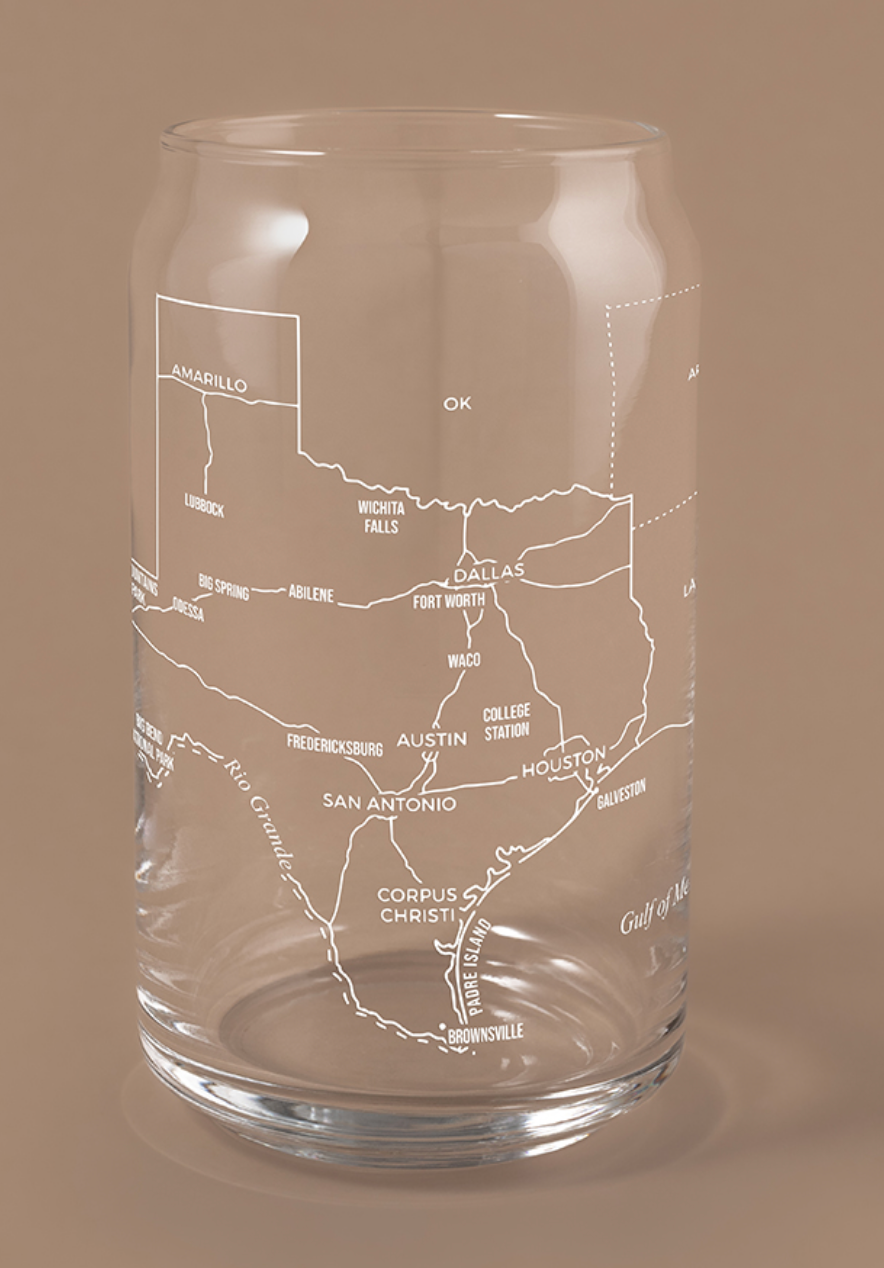 Texas Map Drink Glass