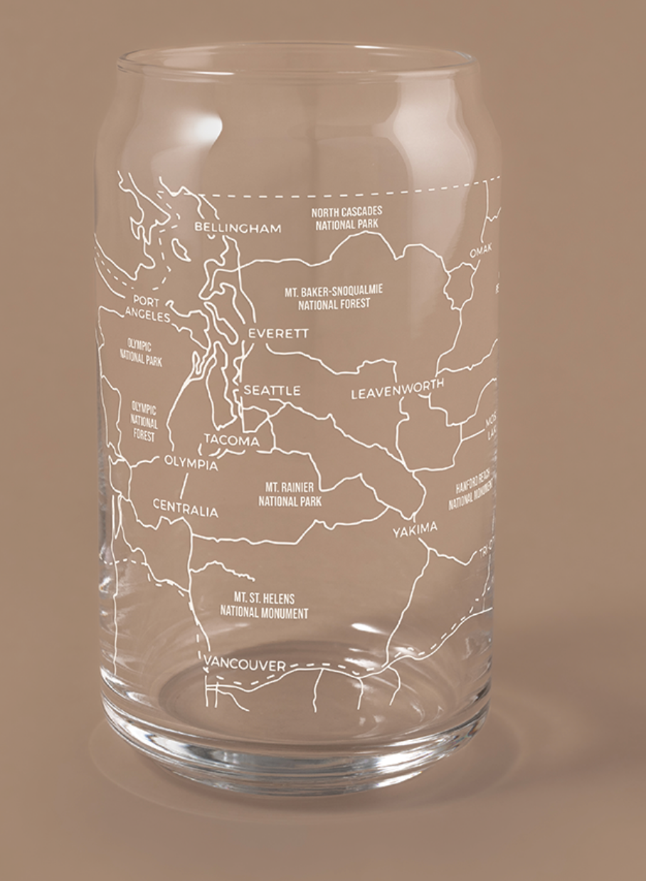 Washington State Map Drink Glass