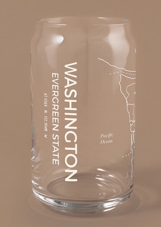 Washington State Map Drink Glass