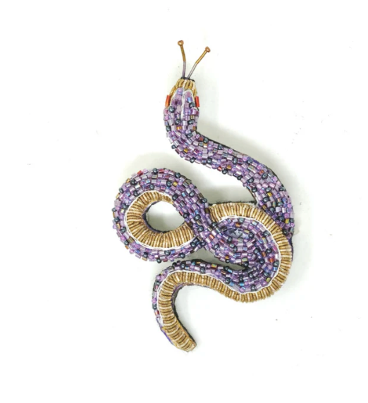 Amethyst Snake Brooch Pin