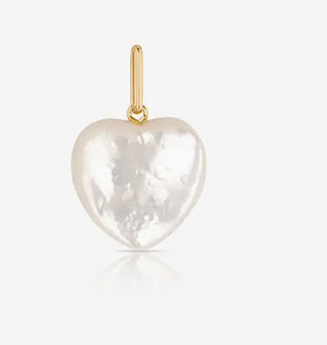 Gem Mother Of Pearl Heart Charm
