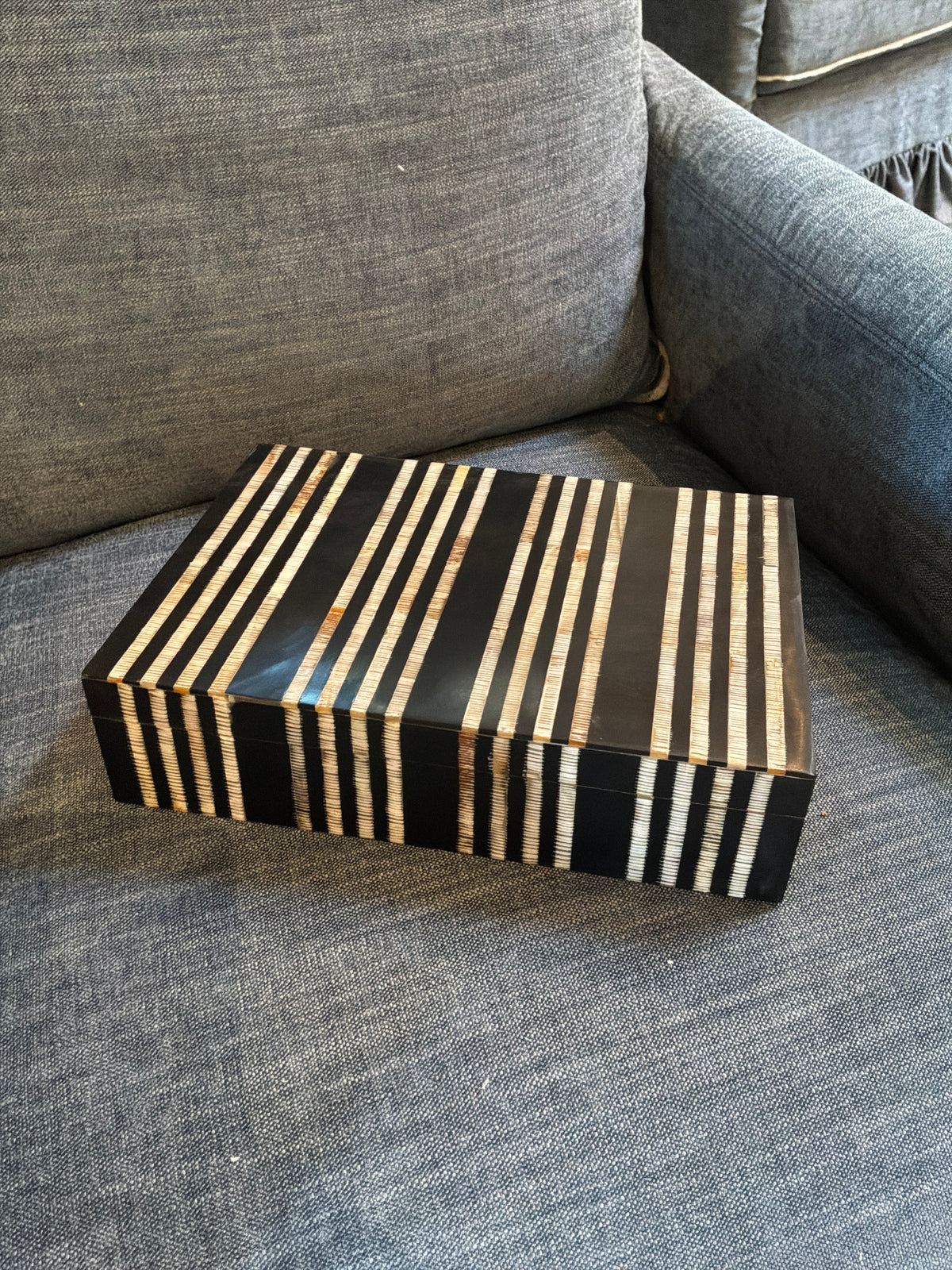 Black Horn Box with Carving