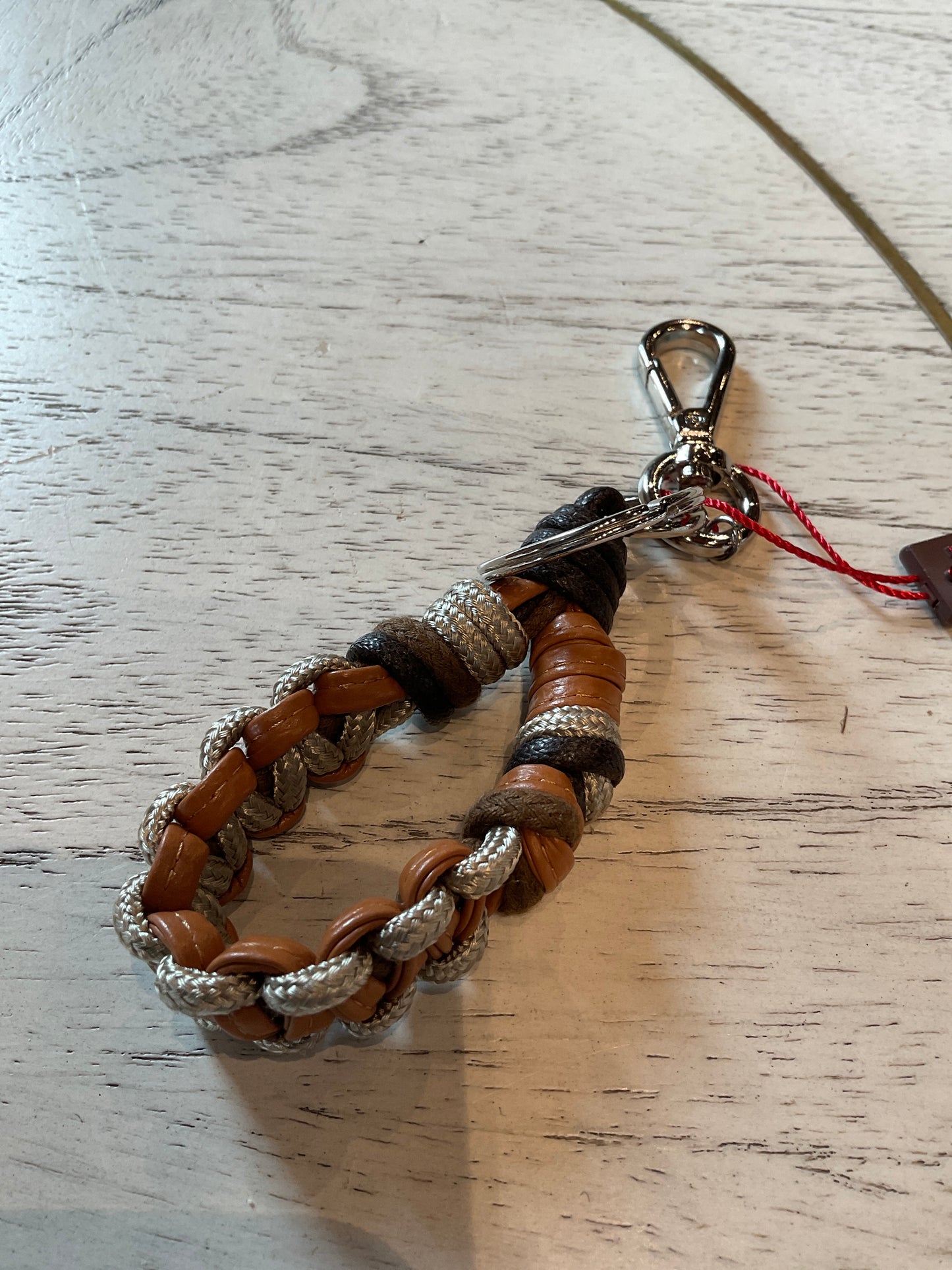 Harold Key Ring Beige Mix Leather