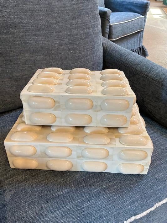 3D White Bone Box with Ovals