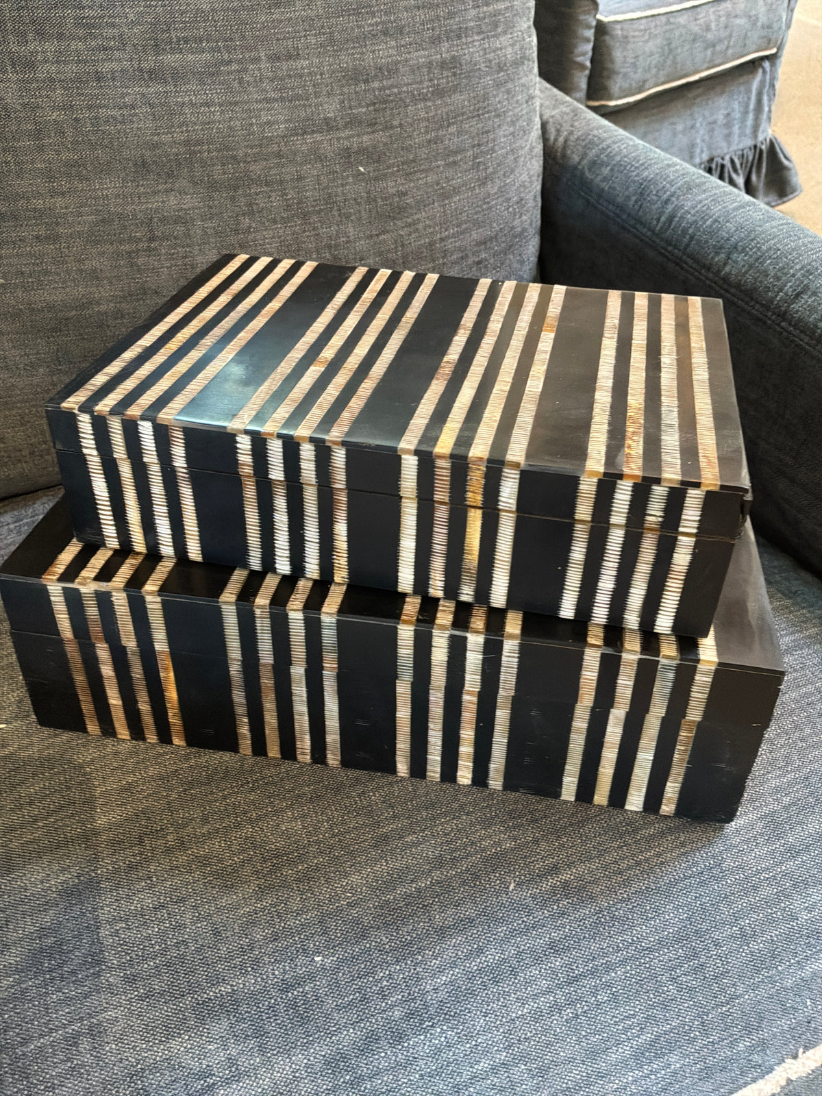 Black Horn Box with Carving