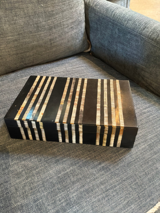 Black Horn Box with Carving