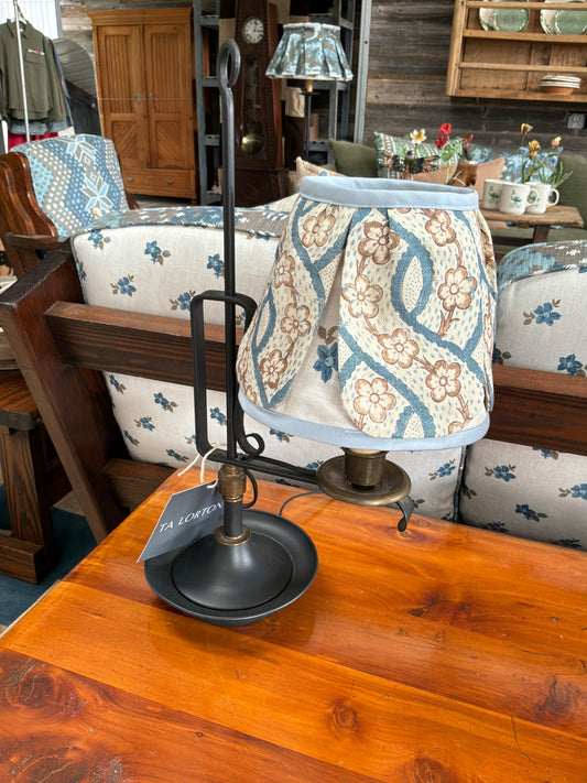 Vintage Sculptural Iron Lamp Custom Shade