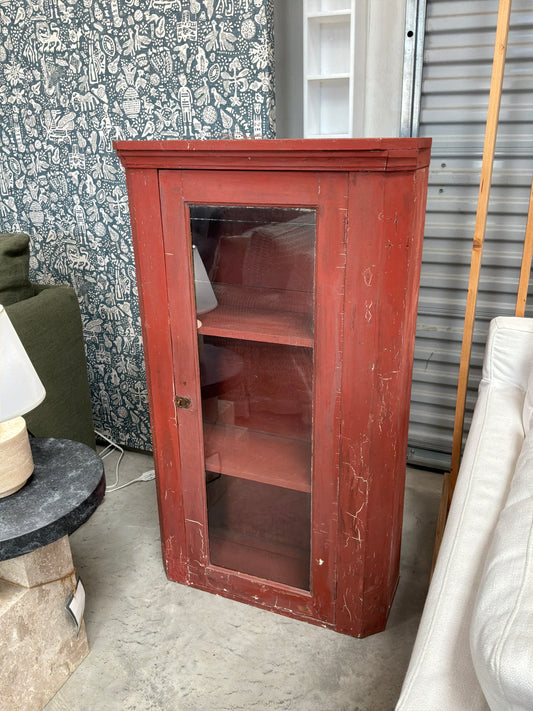 Red Little Cabinet with Glass