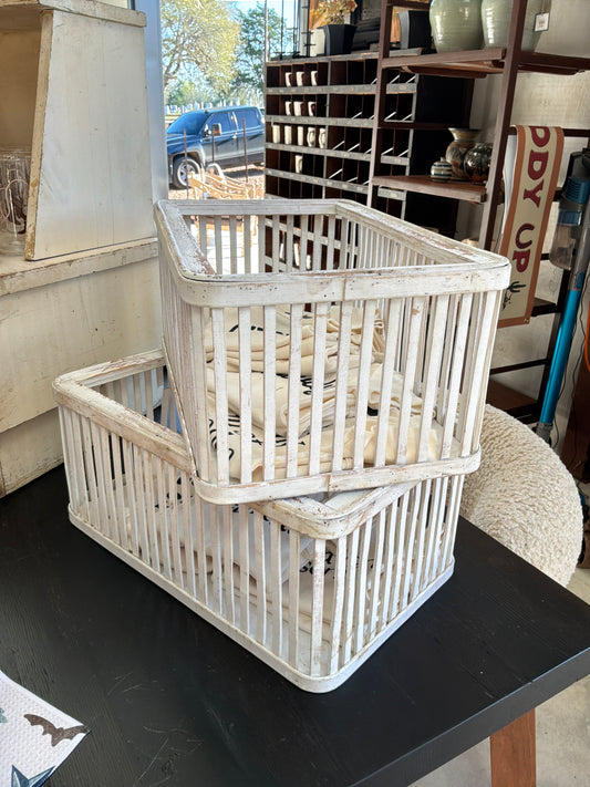 White Slatted Basket